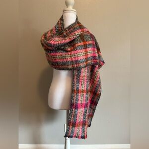 Vince Camuto Pink & Multi-Color Plaid Oversized Scarf Wrap - Eco-Friendl